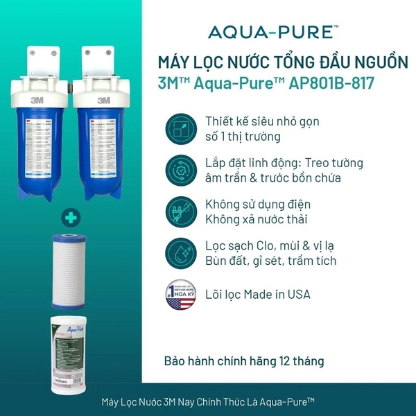 Máy Lọc Nước Đầu Nguồn Cao Cấp 3M™ Aqua-Pure™ AP801B-810-817 10 inch Big Blue