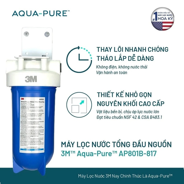 Máy Lọc Nước Đầu Nguồn Cao Cấp 3M™ Aqua-Pure™ AP801B-810-817 10 inch Big Blue