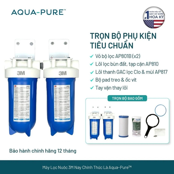 Máy Lọc Nước Đầu Nguồn Cao Cấp 3M™ Aqua-Pure™ AP801B-810-817 10 inch Big Blue
