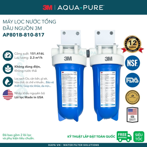 Máy lọc nước đầu nguồn 3M Aqua-Pure AP801B-810-817 Big Blue 10 inch