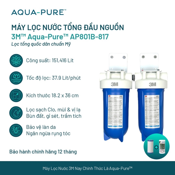 Máy Lọc Nước Đầu Nguồn Cao Cấp 3M™ Aqua-Pure™ AP801B-810-817 10 inch Big Blue