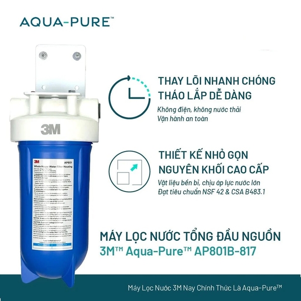 Máy Lọc Nước Đầu Nguồn Cao Cấp 3M™ Aqua-Pure™ AP801B-810-817 10 inch Big Blue