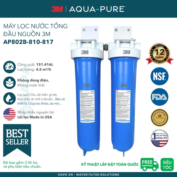 Bộ Lọc Nước Đầu Nguồn Cao Cấp 3M™ Aqua-Pure™ AP801B (10 inch), AP802B (20 inch) Big Blue