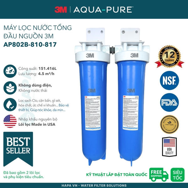 Máy lọc nước đầu nguồn 3M Aqua-Pure AP802B-810-817 Big Blue 20 inch