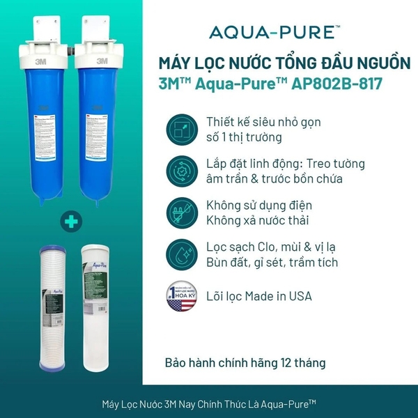 Máy Lọc Nước Đầu Nguồn Cao Cấp 3M™ Aqua-Pure™ AP802B-810-817 20 inch Big Blue