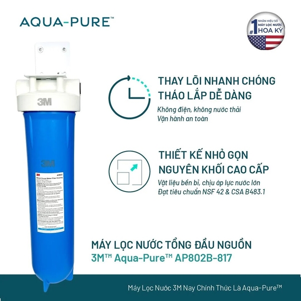 Máy Lọc Nước Đầu Nguồn Cao Cấp 3M™ Aqua-Pure™ AP802B-810-817 20 inch Big Blue