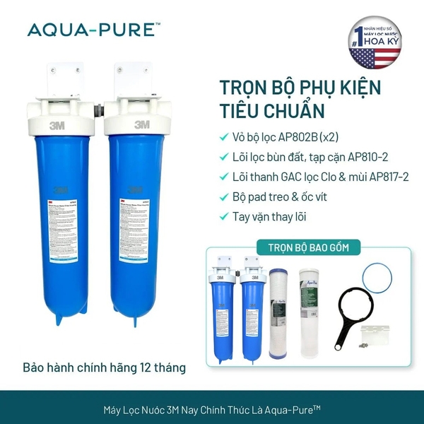 Máy Lọc Nước Đầu Nguồn Cao Cấp 3M™ Aqua-Pure™ AP802B-810-817 20 inch Big Blue