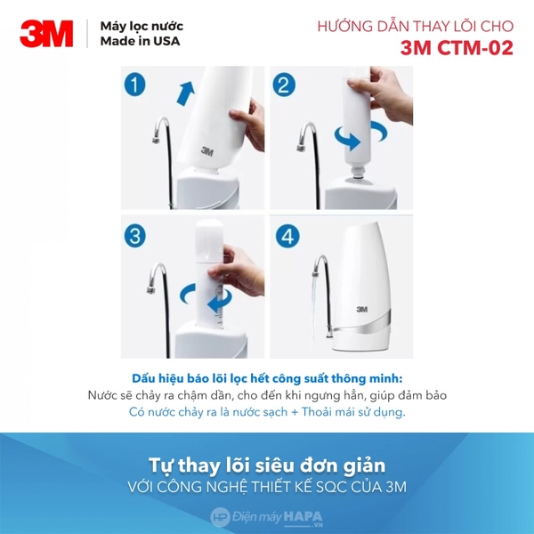Máy Lọc Nước Uống Để Bàn 3M CTM-02, DIY Tự Lắp Dễ Dàng, Không Khoan Đục