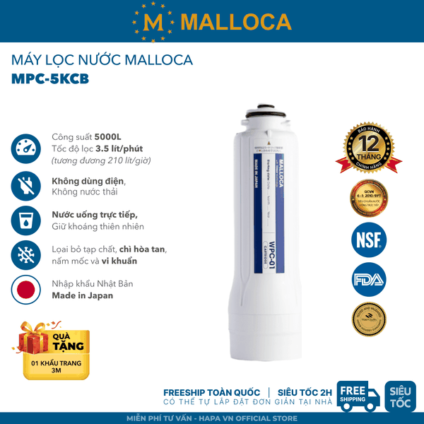 Máy Lọc Nước MALLOCA MPC-5KCB Uống Trực Tiếp Từ Vòi - Nhập Khẩu Nhật Bản, Chính Hãng