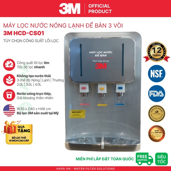 Máy Lọc Nước Nóng Lạnh 3M Aqua-Pure cho Gia đình, Văn phòng - Bộ lọc nhập khẩu Mỹ