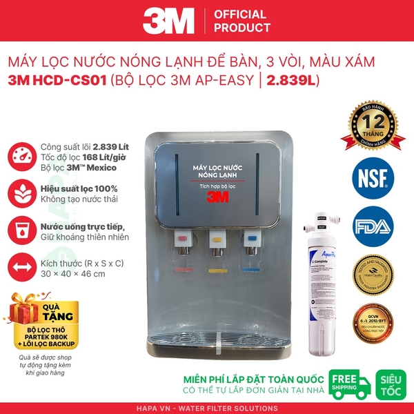 Máy Lọc Nước Nóng Lạnh Để Bàn 3M HCD-CS01 - Bộ lọc nhập khẩu Mỹ