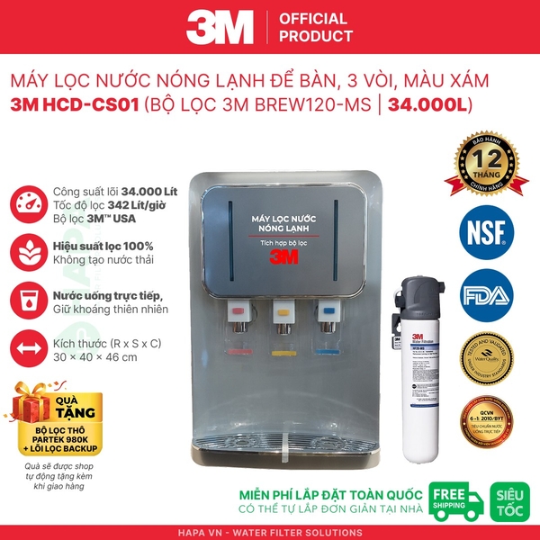 Máy Lọc Nước Nóng Lạnh Để Bàn 3M HCD-CS01 - Bộ lọc nhập khẩu Mỹ