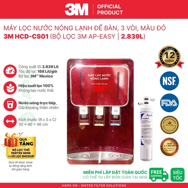 Máy Lọc Nước Nóng Lạnh Để Bàn 3M HCD-CS01 - Bộ lọc nhập khẩu Mỹ