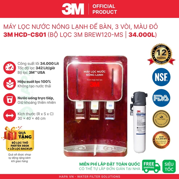 Máy Lọc Nước Nóng Lạnh Để Bàn 3M HCD-CS01 - Bộ lọc nhập khẩu Mỹ