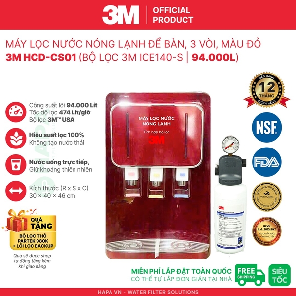 Máy Lọc Nước Nóng Lạnh Để Bàn 3M HCD-CS01 - Bộ lọc nhập khẩu Mỹ