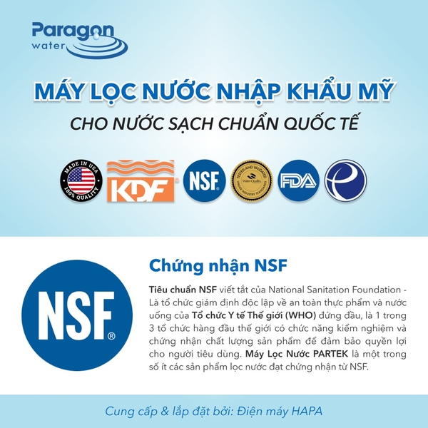 Lõi Lọc Giấy Xếp PARTEK / PARAGON P1005-PW 10 INCH, 0.5 micron cao cấp