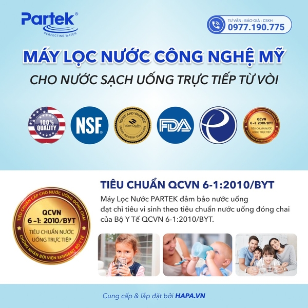 Lõi Lọc Thay Thế PARTEK P4685-USF - Bộ 4 Lõi Lọc Nước PARTEK PP, CB, HF, KAC - Hàng Chính Hãng