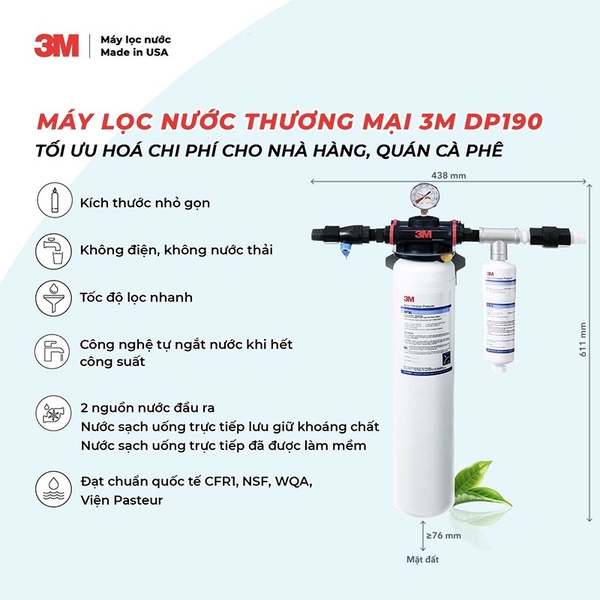 Máy Lọc Nước 3M DP190 Chuyên Dùng Quán Cà Phê, Nhà Hàng - Nhập Khẩu Mỹ