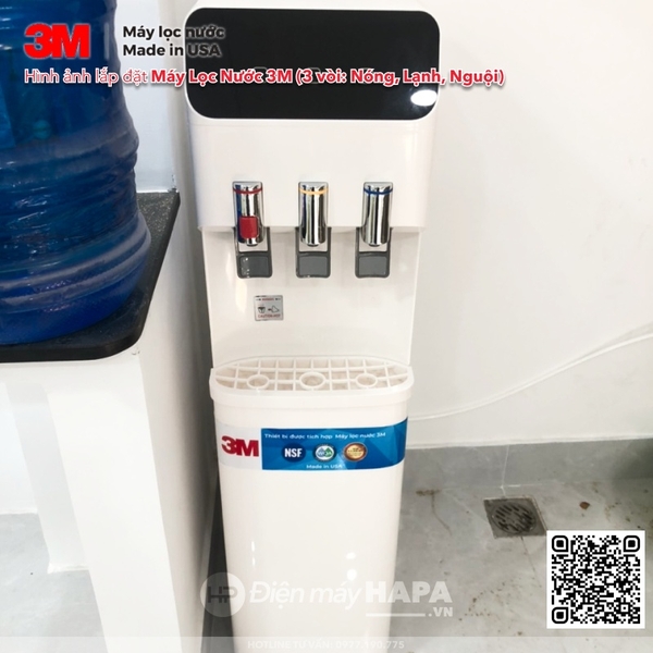 Máy Lọc Nước Nóng Lạnh 3 Vòi 3M (Màu Trắng) - Bộ lọc nhập khẩu Mỹ