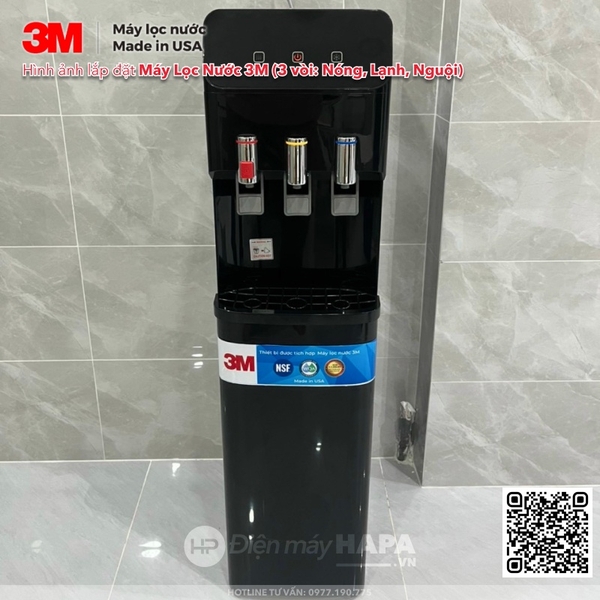 Máy Lọc Nước Nóng Lạnh 3 Vòi (Màu Đen) - Bộ lọc nhập khẩu Mỹ
