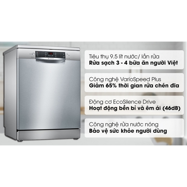 Máy Rửa Chén Bosch SMS46MI01G Độc Lập Serie 4 - 13 bộ