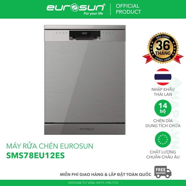 Máy Rửa Chén EUROSUN SMS78EU12EB, SMS78EU12ES 14 Bộ