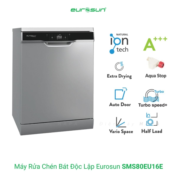 Máy Rửa Chén EUROSUN SMS80EU16E Cao Cấp 15 Bộ - Nhập Khẩu CHLB Đức