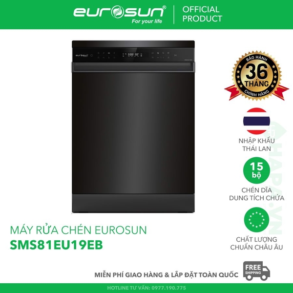 Máy Rửa Chén EUROSUN SMS81EU19EB, SMS81EU19ES 15 Bộ