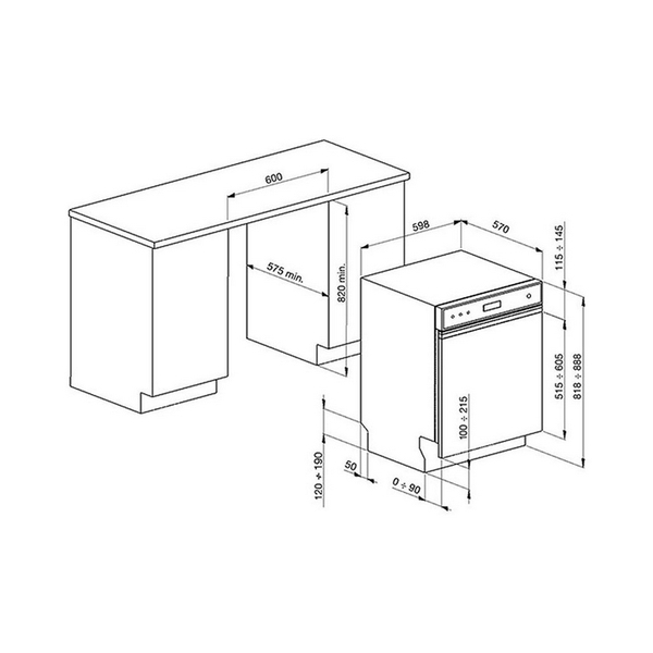 Máy Rửa Chén Âm Bán Phần SMEG PL3326TX 536.24.493 - 13 bộ