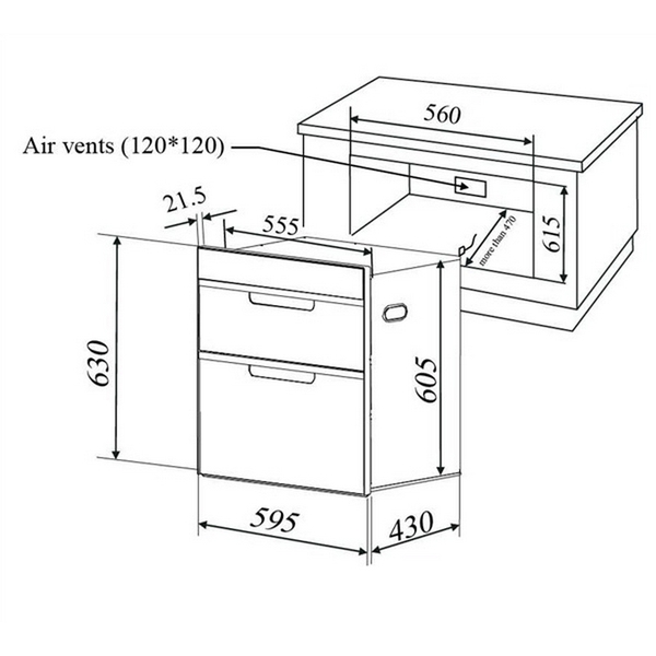 Máy Sấy Chén Dĩa Malloca MDC-21C Treo Tủ 60 Lít