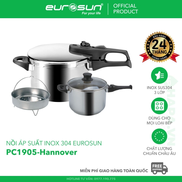 Nồi Áp Suất EUROSUN PC1905-Hannover Ø22cm 6 Lít, SUS304 3 Lớp Cao Cấp