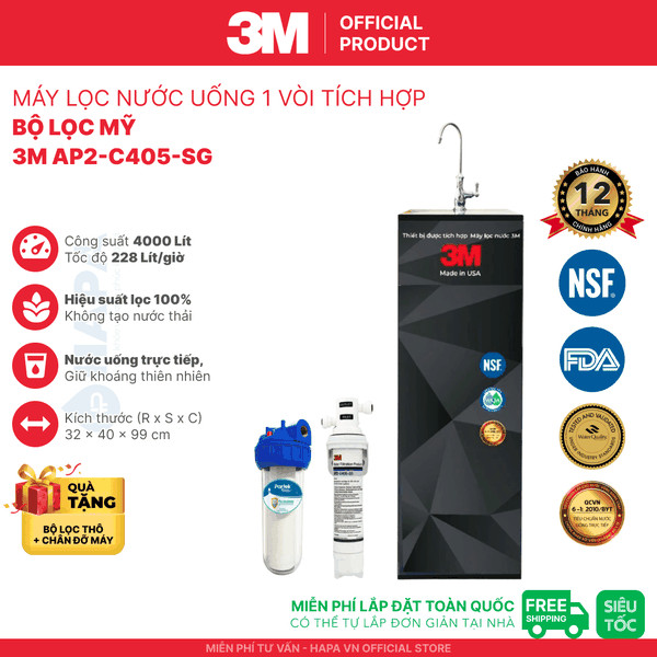 Cây Lọc Nước Uống 3M Không Dùng Điện - Bộ lọc nhập khẩu Mỹ