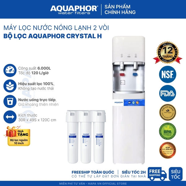 Máy Lọc Nước Nóng Lạnh AQUAPHOR CRYSTAL H - Bộ Lọc Nhập khẩu Châu Âu
