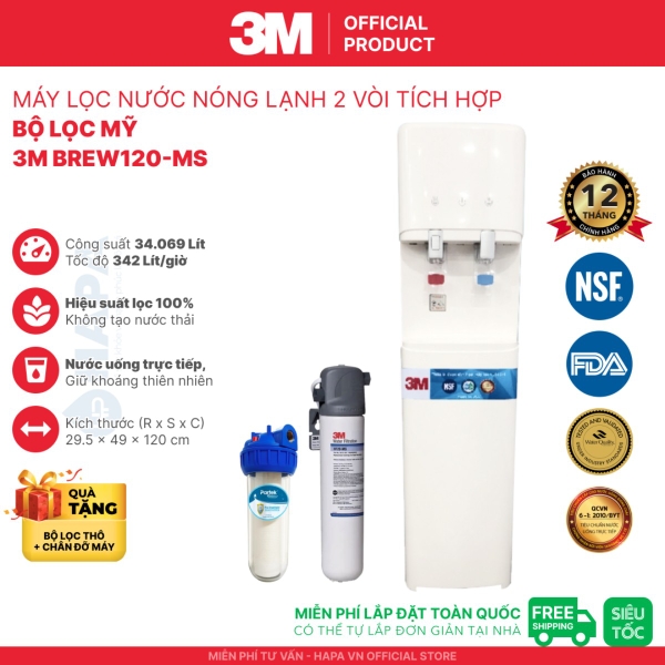 Máy Lọc Nước Nóng Lạnh 3M 2 Vòi - Bộ lọc nhập khẩu Mỹ