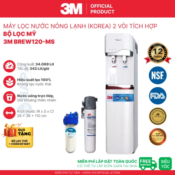 Máy Lọc Nước Nóng Lạnh 3M 2 Vòi - Bộ lọc nhập khẩu Mỹ