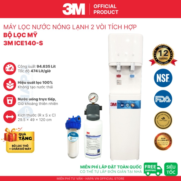 Máy Lọc Nước Nóng Lạnh 3M 2 Vòi - Bộ lọc nhập khẩu Mỹ