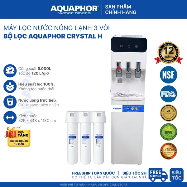 Máy Lọc Nước Nóng Lạnh AQUAPHOR CRYSTAL H - Bộ Lọc Nhập khẩu Châu Âu