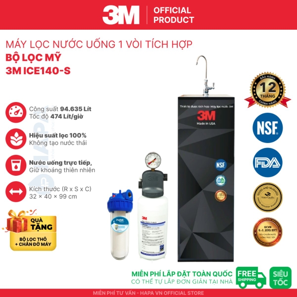 Cây Lọc Nước Uống 3M Không Dùng Điện - Bộ lọc nhập khẩu Mỹ