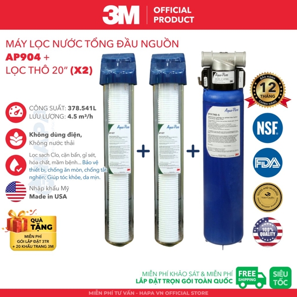 Máy Lọc Nước Đầu Nguồn 3M AP904 Lọc Nước Toàn Nhà - Nhập Khẩu Mỹ