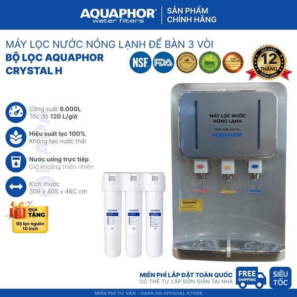 Máy Lọc Nước Nóng Lạnh AQUAPHOR CRYSTAL H - Bộ Lọc Nhập khẩu Châu Âu