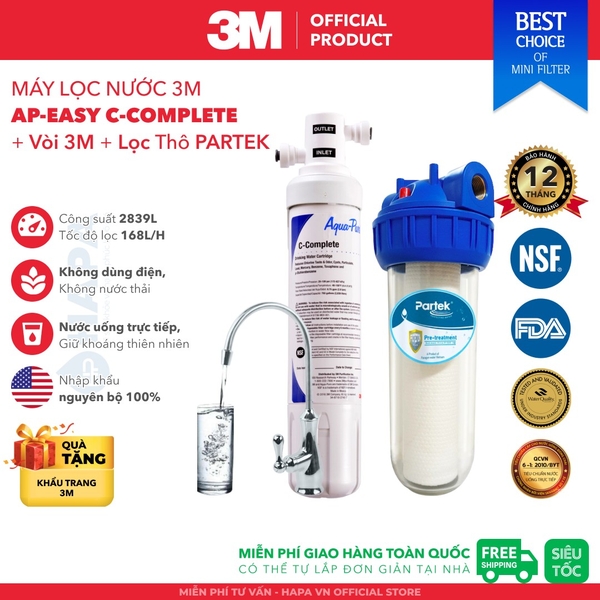 Máy Lọc Nước 3M Uống Trực Tiếp Từ Vòi, Không Dùng Điện - Nhập Khẩu Mỹ