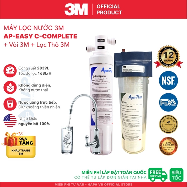Máy Lọc Nước 3M Uống Trực Tiếp Từ Vòi, Không Dùng Điện - Nhập Khẩu Mỹ