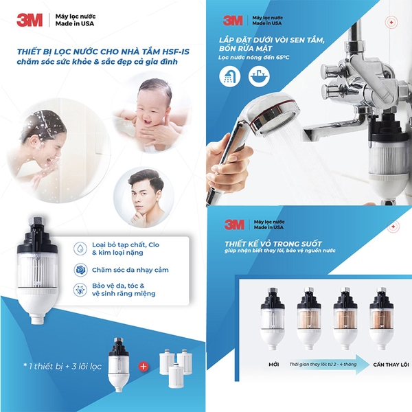 Bộ Lọc Nước Vòi Sen Tắm 3M HSF-IS - Nhập Khẩu Hàn Quốc