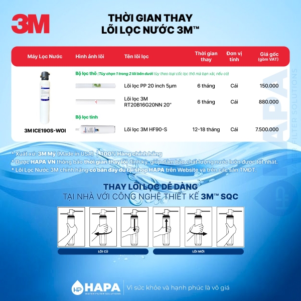 Máy Lọc Nước 3M ICE190S-WOI Chuyên Dùng Cho Quán Cà Phê, Nhà Hàng - Nhập Khẩu Mỹ