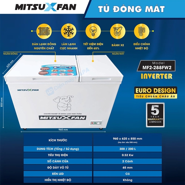 Tủ Đông + Mát INVERTER Cao Cấp MITSUXFAN - Hàng Chính Hãng