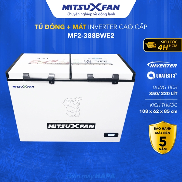 Tủ Đông + Mát INVERTER Cao Cấp MitsuXfan MF2-388BWE2 - Hàng Chính Hãng - Điện máy HAPA