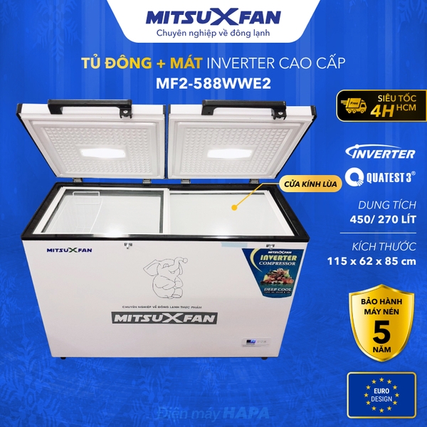 Tủ Đông + Mát INVERTER Cao Cấp MITSUXFAN MF2-588WWE2 - Hàng Chính Hãng - Điện máy HAPA