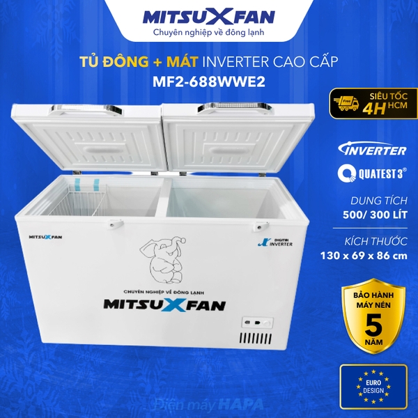 Tủ Đông + Mát INVERTER Cao Cấp MITSUXFAN MF2-688WWE2 - Hàng Chính Hãng - Điện máy HAPA