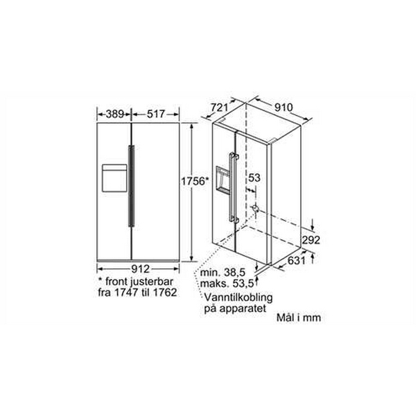 Tủ Lạnh Bosch HMH.KAD92HI31 2 Cánh Side By Side - 540 Lít