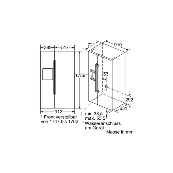 Tủ Lạnh Bosch KAD92SB30 2 Cánh Side By Side Serie 8 - 636 Lít